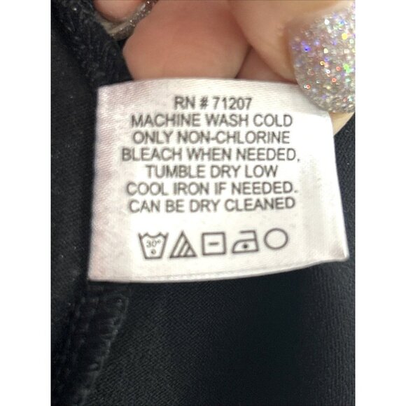 E.L.I Tunic Top XL Black White Trim  Long Sleeve V-Neck Buttons Down Arms Slits - Picture 11 of 11